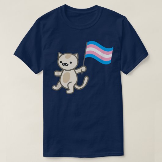 プライド猫のトランスジェンダー国旗 Tシャツ (デザイン正面)