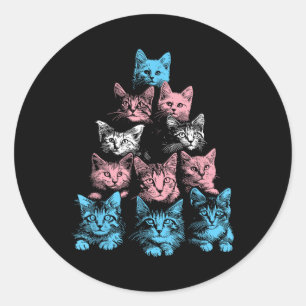 プライド猫トランスジェンダー – Lgbt Trans Flagかわいい猫 ラウンドシール
