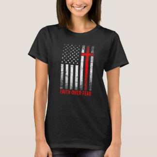 プライド米国国旗アメリカ恐怖に対する信仰祈りの言葉男性W Tシャツ