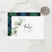 プライド素朴のタータンチェック結婚ユーカリありがとう ノートカード (正面/裏面インサイチュ)