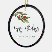 プライド素朴ファミリーフォトクラシックタータンチェック セラミックオーナメント (左)