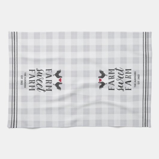 プライド素朴フパーソナライズされたァームスウィートファーム キッチンタオル (横)