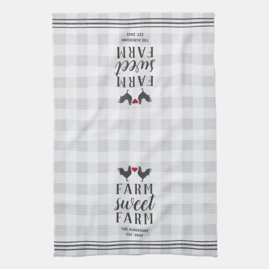 プライド素朴フパーソナライズされたァームスウィートファーム キッチンタオル (縦)