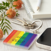 プライド色レインボーパーソナライズされたキーリング キーホルダー (正面右)
