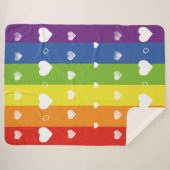 プライド虹 |白いハート | Sherpa毛布 シェルパブランケット (正面(横))