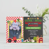 プライド農場トラクタ誕生日パーティーの招待 招待状 (スタンド正面)