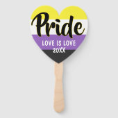 プライド非バイナリフラグのカスタムロゴ ハンドファン (正面)