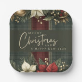 プライド&エレガントポインセチア・メリークリスマスホリデー ペーパープレート (正面)