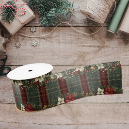 プライド&エレガントポインセティアスクリスマスホリデー サテンリボン