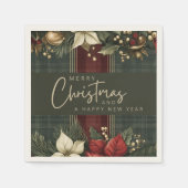 プライド&エレガントポインセティアスクリスマスホリデー スタンダードカクテルナプキン (正面)