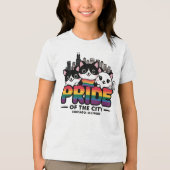 プライド・オブ・シカゴシティイリノイUSAレインボー国旗 トライブレンドＴシャツ (正面)