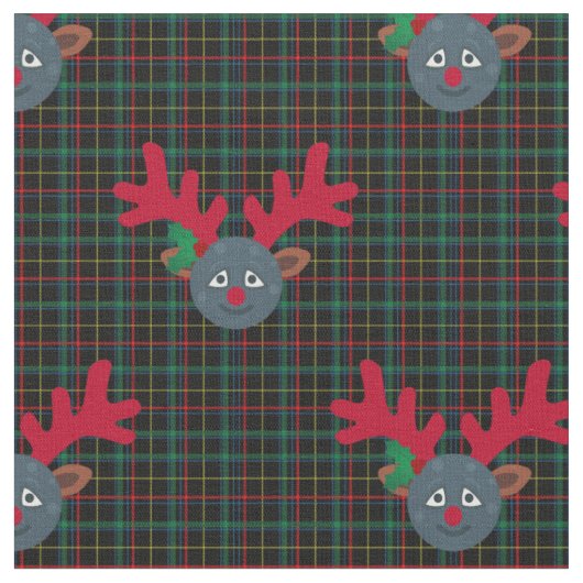 プライド・クリスマス・トナカイ・ムーン絵文字 ファブリック (クローズアップ)