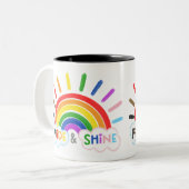 プライド&シャインLGBTQ+レインボーサンライズハッピー ツートーンマグカップ (正面左)