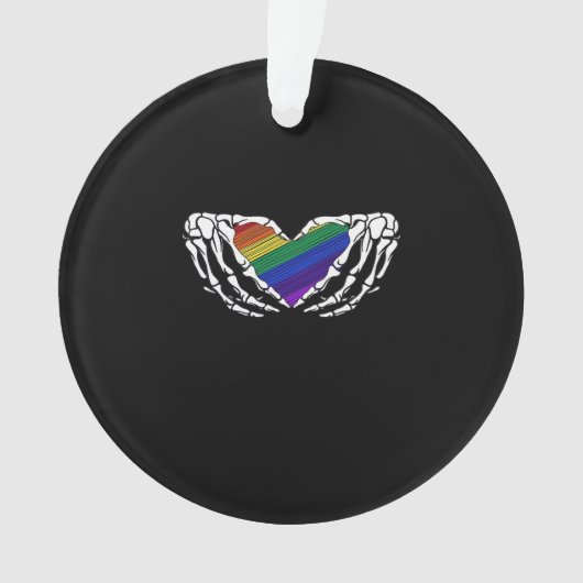 プライド – スケルトンハンズホールドハートクラシック オーナメント (正面)