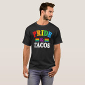 プライド&タコスLgbt LgbtqゲイプライドレインボーフラッグTa Tシャツ (正面フル)