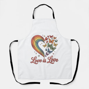 プライド+バタフライ+ハート+ラブ・イズ・ラブTシャツデザイン_1 エプロン
