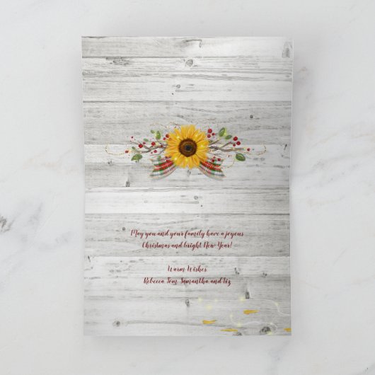 プライド·ヒマ素朴ワリー·ファミリー写真クリスマス カード (内部)