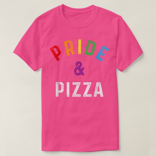 プライド & ピザ LGBT LGBTQ ゲイ プライド レインボーフラッグ ス Tシャツ (デザイン正面)