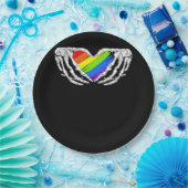 プライド-プライドスケルトンハンドとハートクラシック2 ペーパープレート (パーティー)