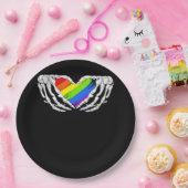 プライド-プライドスケルトンハンドとハートクラシック2 ペーパープレート (パーティー)