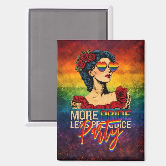 プライド・マンス LGBTQ+ アイデンティティを祝おう More Pride Less Preju マグネット (正面/裏面)