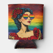 プライド・マンス LGBTQ+ アイデンティティを祝おう More Pride Less Preju 缶クーラー (正面)
