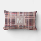 プライド・モノグラム・マルーン赤面ピンクタンピーチ ランバークッション (正面)