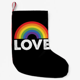 プライド・ラブ・イズ・ラブ・ゲイ・エクオリティ・レインボー・LGBTQ スモールクリスマスストッキング
