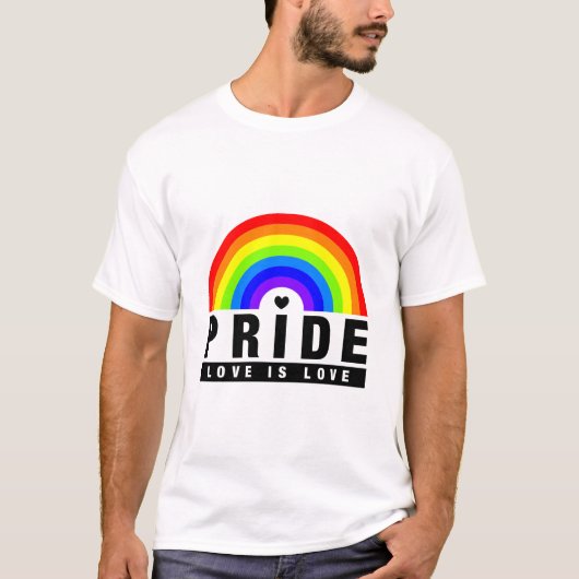 プライド・ラブ・イズ・ラブ LGBTQ Tシャツ (正面)