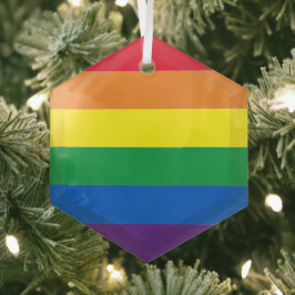 プライド レインボー カラーストライプ LGBT ゲイフラグ ガラスオーナメント