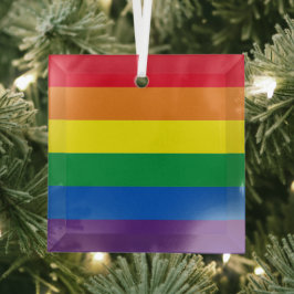 プライド レインボー カラーストライプ LGBT ゲイフラグ ガラスオーナメント