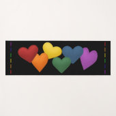 プライド レインボー カラー 縫い付け ハート ヨガマット (正面(横))
