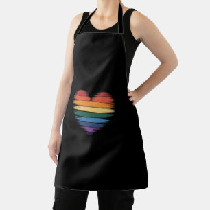 プライド レインボー ハートプリント LGBT ゲイプライド エプロン