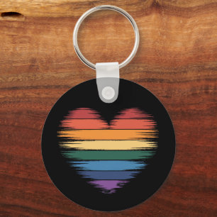 プライド レインボー ハートプリント LGBT ゲイプライド キーホルダー