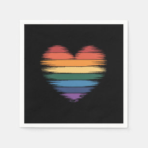 プライド レインボー ハートプリント LGBT ゲイプライド スタンダードカクテルナプキン