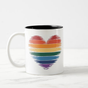 プライド レインボー ハートプリント LGBT ゲイプライド ツートーンマグカップ