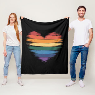 プライド レインボー ハートプリント LGBT ゲイプライド フリースブランケット
