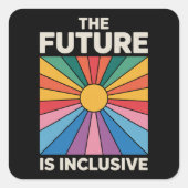 プライド レインボー 未来は包摂的 LGBTQ スクエアシール (正面)