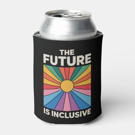 プライド レインボー 未来は包摂的 LGBTQ  缶クーラー (缶正面)