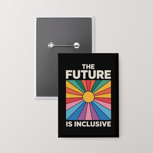 プライド レインボー 未来は多様性を認める LGBTQ 缶バッジ (正面/裏面)