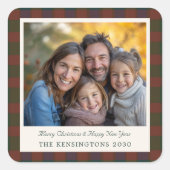 プライド/伝統的タータンチェックホリデー写真シール スクエアシール (正面)