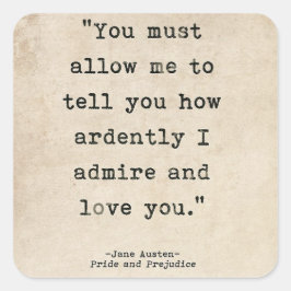プライド&偏見 – ダーシー引用文 スクエアシール
