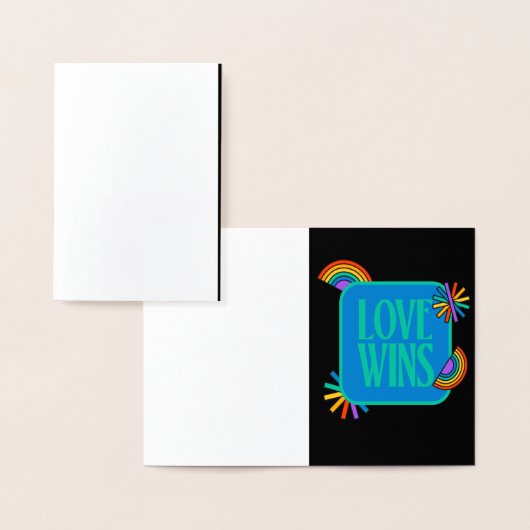 プライド – 愛が勝利。ゲイレインボーlgbtq 箔カード (ディスプレー)