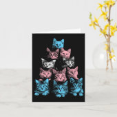 プライド 猫 トランスジェンダー - LGBT トランス フラグ かわいい猫 カード (黄色い花)