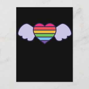 プライド – 翼を持つレインボーカラーハート。ゲイlgbtq P ポストカード