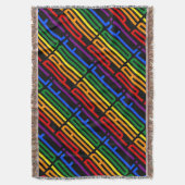 プライド!LGBTレインボーフラッグカラータイポグラフィパターン スローブランケット (正面縦)