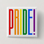 プライド!LGBTレインボーフラッグカラータイポグラフィロゴ 缶バッジ (正面)