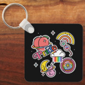 プライド+LGBTQ。ラブプライド。虹のハート（花） キーホルダー (正面)