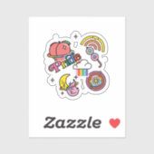 プライド+LGBTQ。ラブプライド。虹のハート(花) シール (シート)