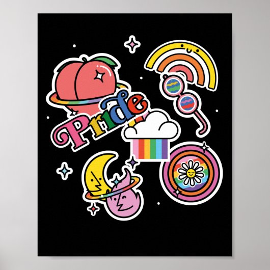 プライド+LGBTQ。ラブプライド。虹のハート(花) ポスター (正面)